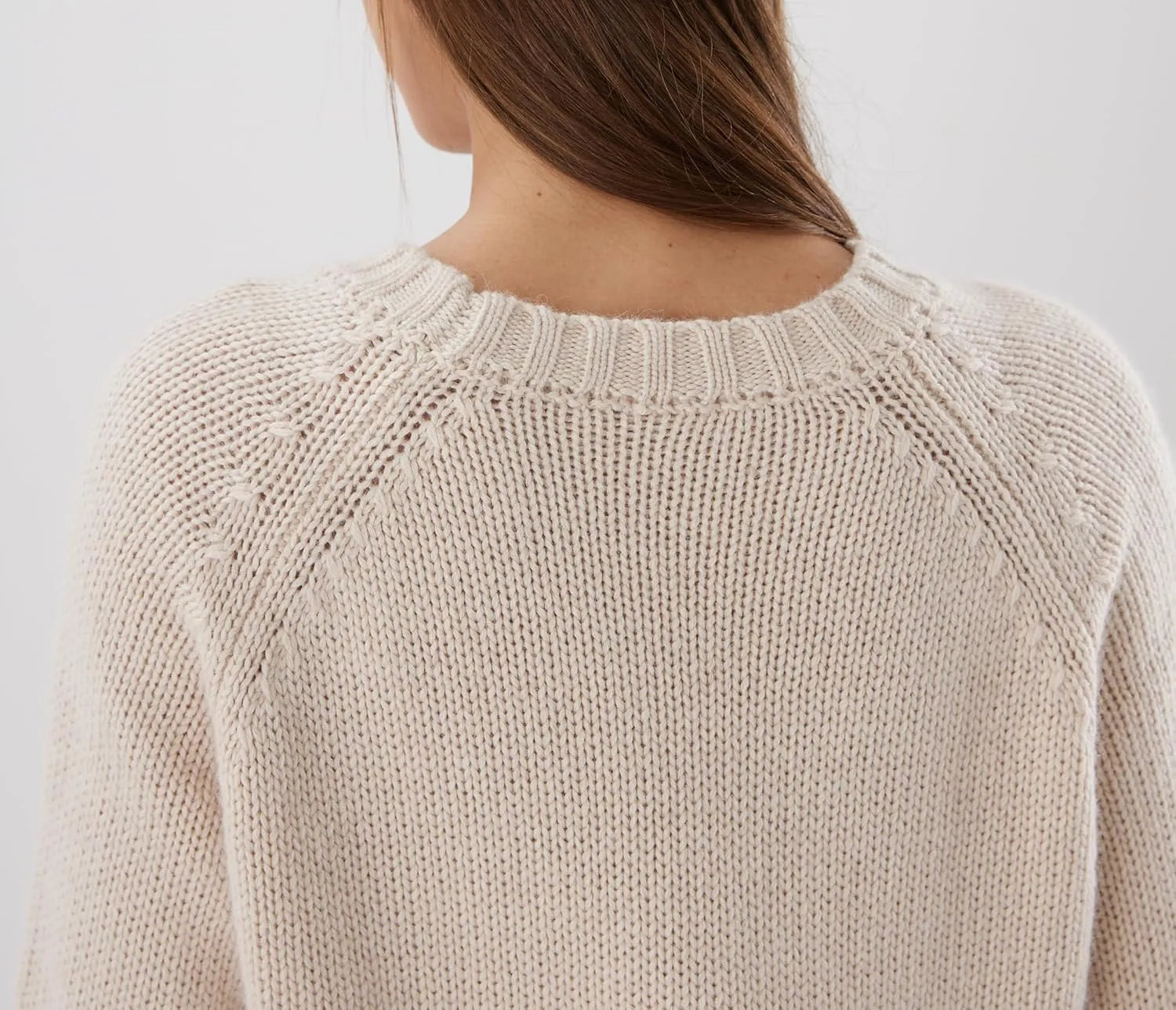 Womens Cashmere Sweater, Long Sleeve, Round Neck, Classic Soft Knit Lightweight Pullover Cream