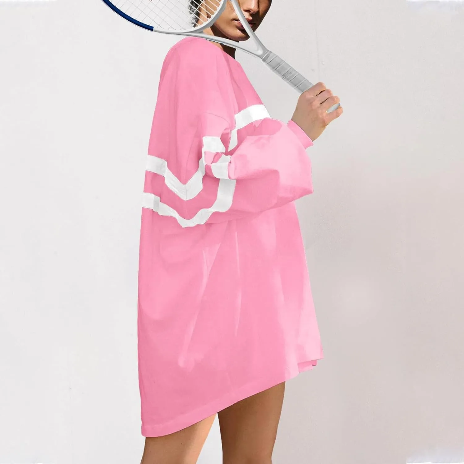 Womens Casual Crewneck Sweatshirt Long Sleeve Tops Stripes Cute Pullover Loose Fit Oversized Outfits