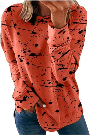 Women's Casual Long Sleeve Sweatshirt Crewneck Casual Loose Fit Graphic Printed Vintage Pullover Tops Fashion Fall 2024