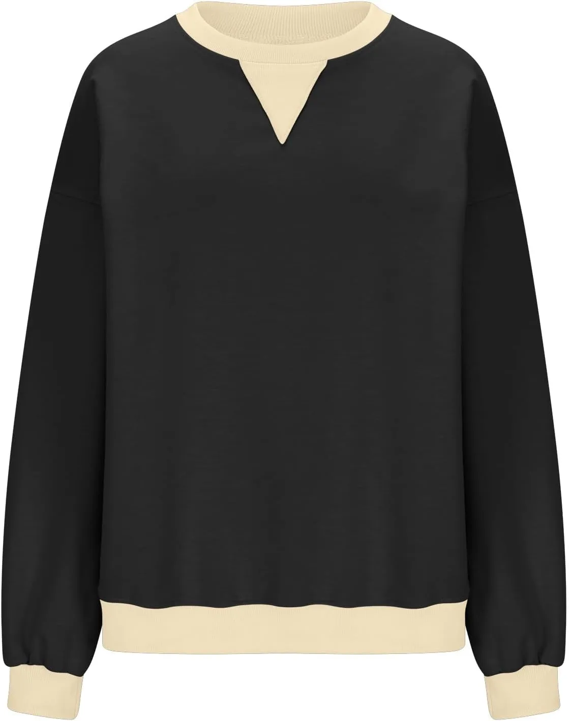 Womens Colorblock Shirt Casual Crew Neck Sweatshirt Fall Long Sleeve Sweatshirt Loose Fitting Tunic Tops Blouse