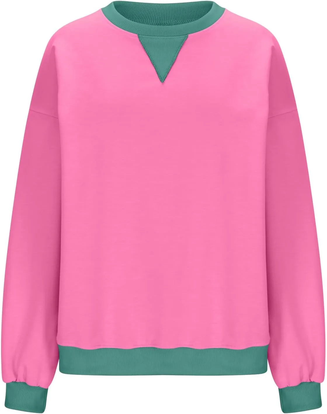 Womens Colorblock Shirt Casual Crew Neck Sweatshirt Fall Long Sleeve Sweatshirt Loose Fitting Tunic Tops Blouse