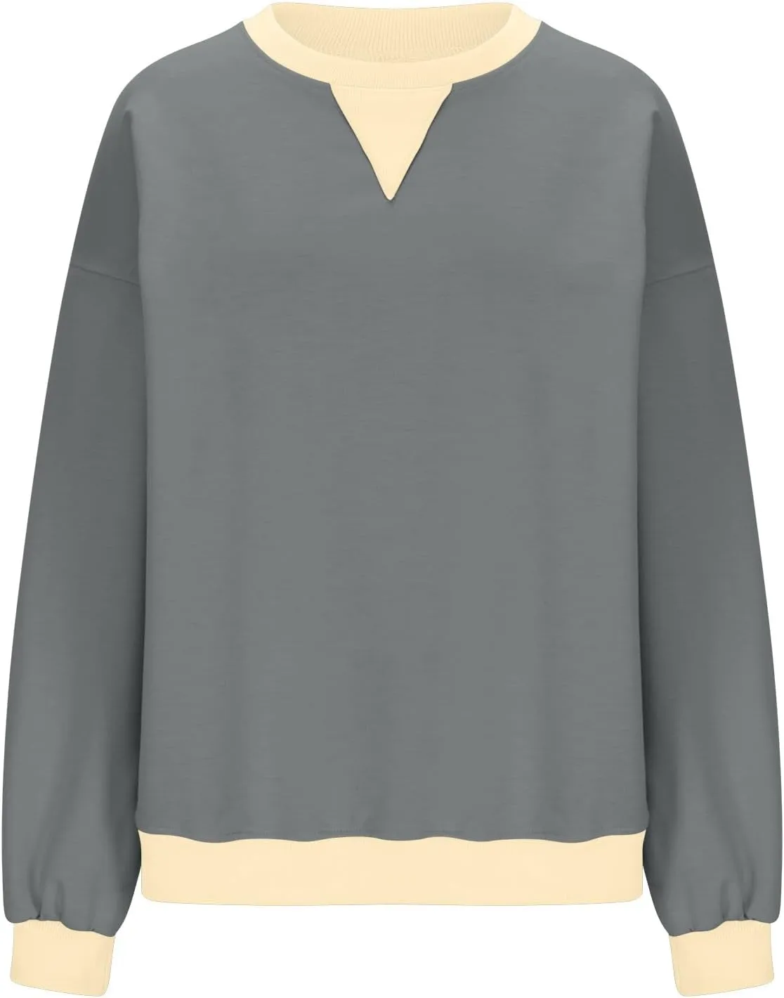 Womens Colorblock Shirt Casual Crew Neck Sweatshirt Fall Long Sleeve Sweatshirt Loose Fitting Tunic Tops Blouse
