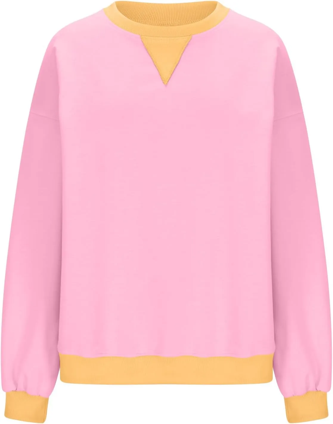 Womens Colorblock Shirt Casual Crew Neck Sweatshirt Fall Long Sleeve Sweatshirt Loose Fitting Tunic Tops Blouse