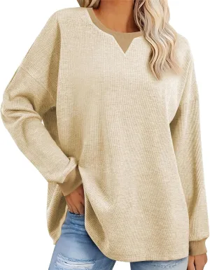 Womens Colorblock Shirt Casual Crew Neck Sweatshirt Fall Long Sleeve Sweatshirt Loose Fitting Tunic Tops Blouse