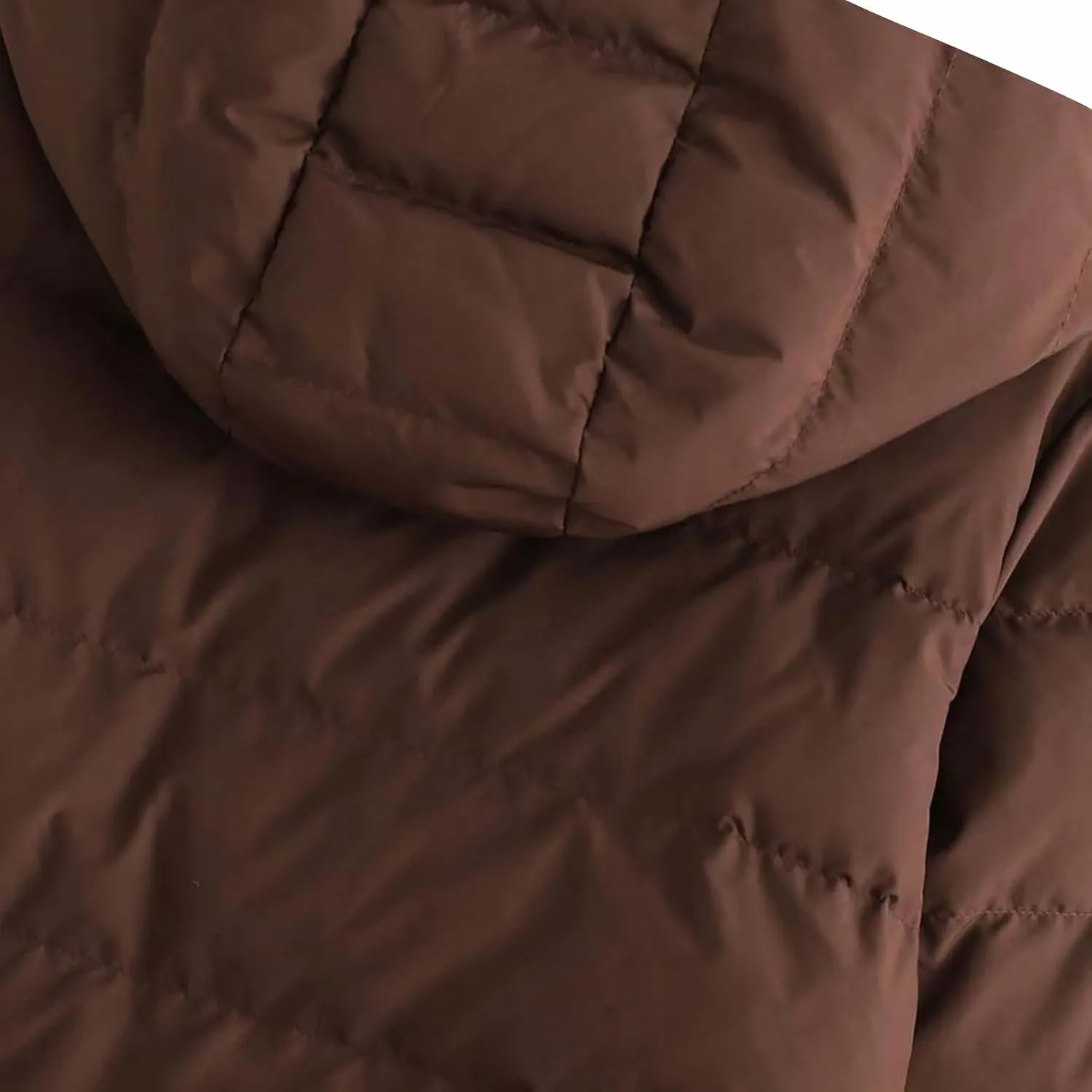 Womens Crop Down Coat Lightweight Hooded Puffer Jackets Drawstring Long Sleeve Outwear with Pockets Winter Jackets