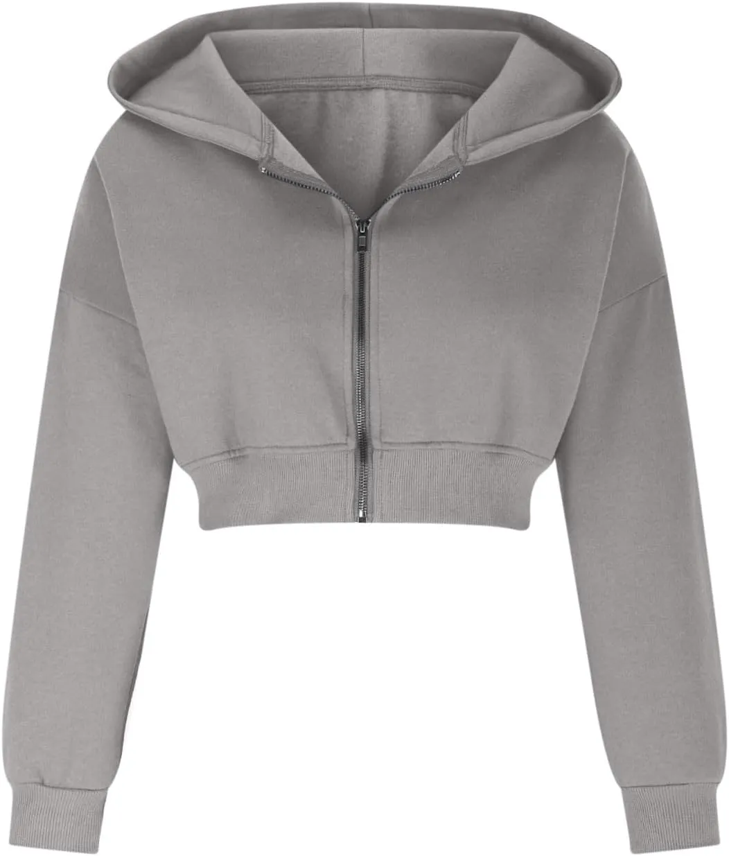 Womens Cropped Hoodies Zip Up Sweatshirts Fashion Teen Girls Y2k Clothes Workout Crop Tops Casual Long Sleeve Jackets