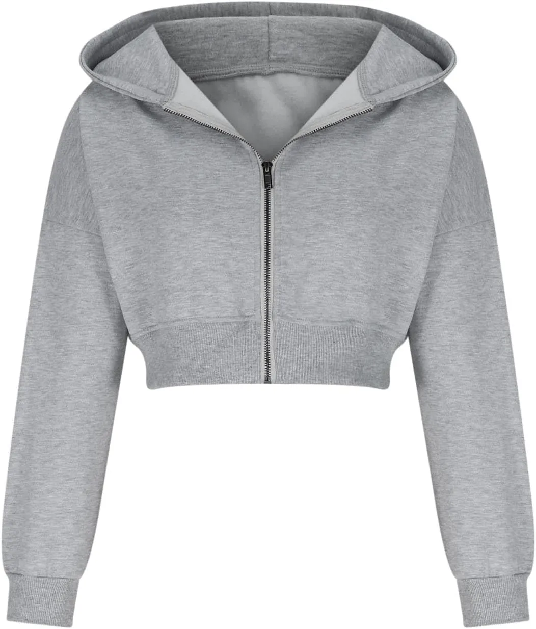 Womens Cropped Hoodies Zip Up Sweatshirts Fashion Teen Girls Y2k Clothes Workout Crop Tops Casual Long Sleeve Jackets