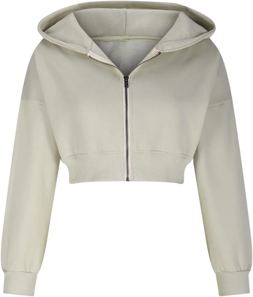 Womens Cropped Hoodies Zip Up Sweatshirts Fashion Teen Girls Y2k Clothes Workout Crop Tops Casual Long Sleeve Jackets