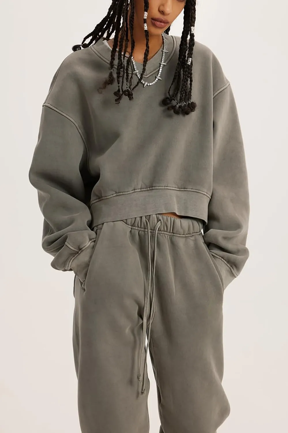 Womens Cropped Sweatshirt Athletic Cropped Essentials Hoodie Sweatshirts For Women Long Sleeves