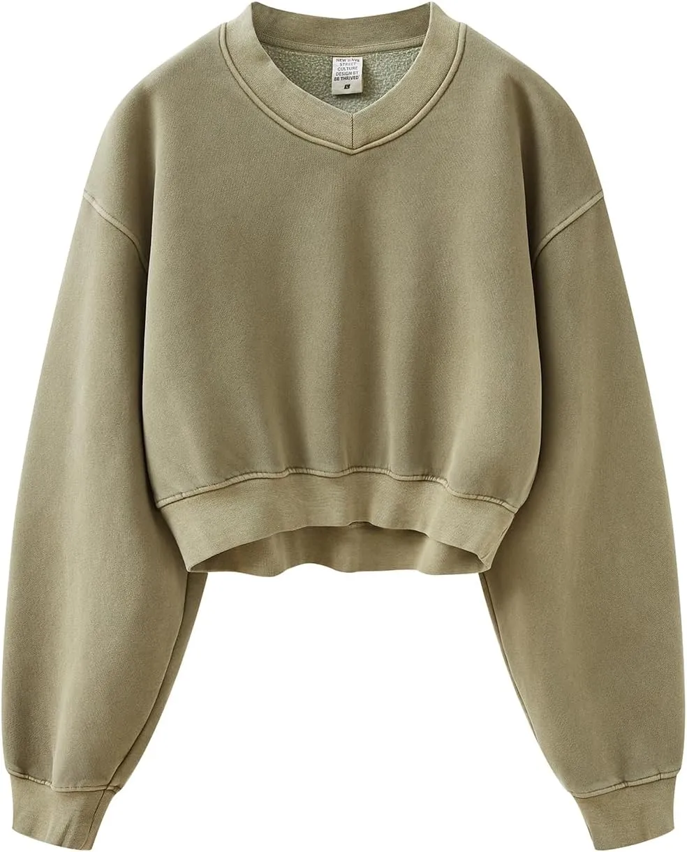 Womens Cropped Sweatshirt Athletic Cropped Essentials Hoodie Sweatshirts For Women Long Sleeves