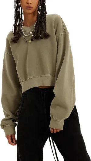 Womens Cropped Sweatshirt Athletic Cropped Essentials Hoodie Sweatshirts For Women Long Sleeves