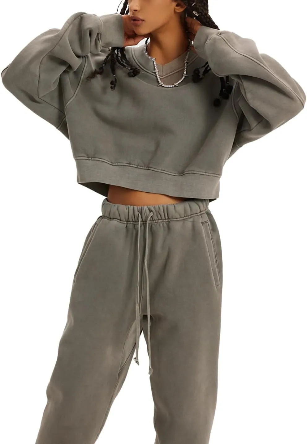 Womens Cropped Sweatshirt Athletic Cropped Essentials Hoodie Sweatshirts For Women Long Sleeves