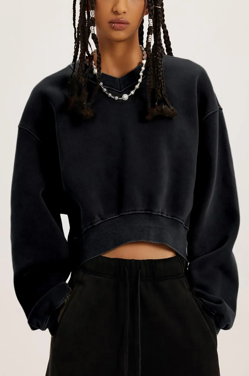 Womens Cropped Sweatshirt Athletic Cropped Essentials Hoodie Sweatshirts For Women Long Sleeves
