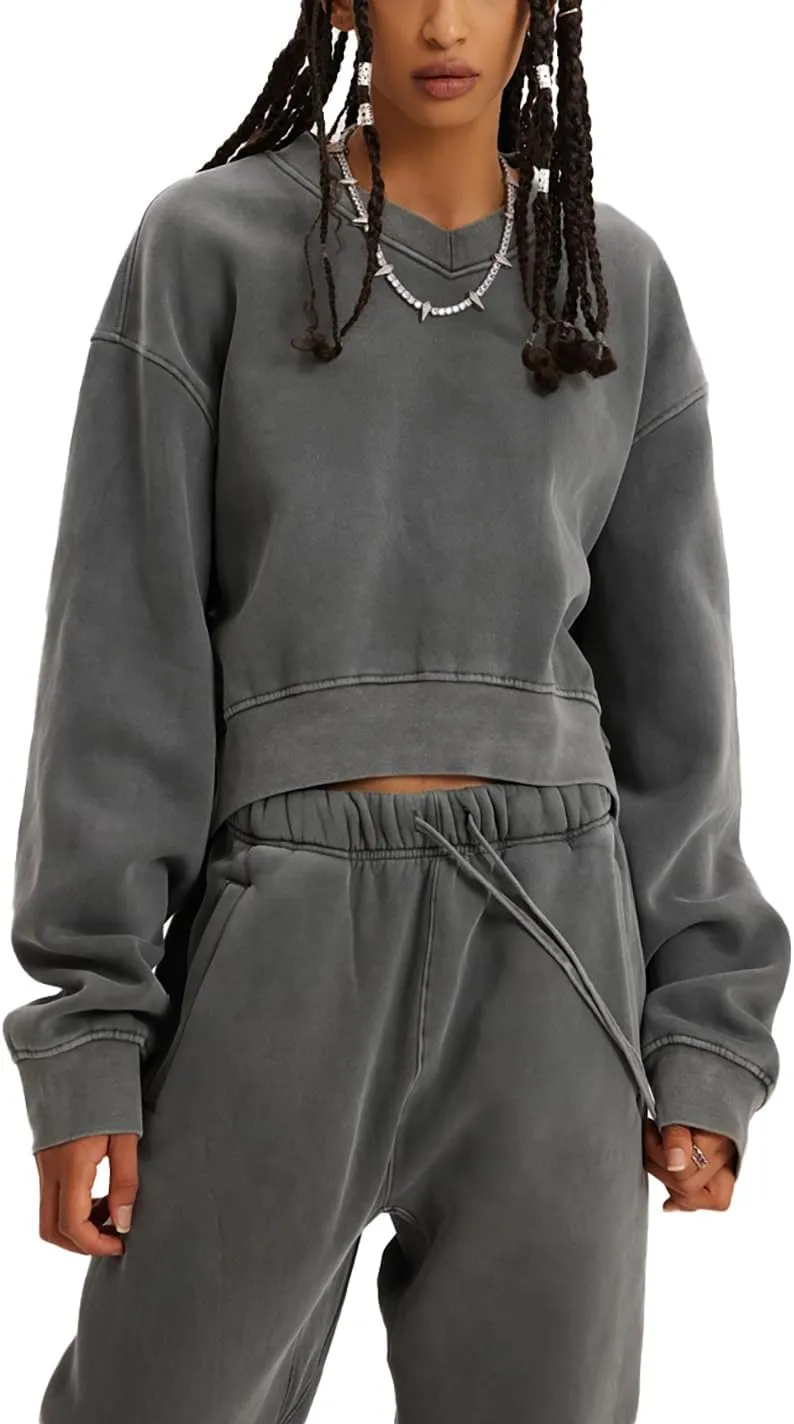 Womens Cropped Sweatshirt Athletic Cropped Essentials Hoodie Sweatshirts For Women Long Sleeves