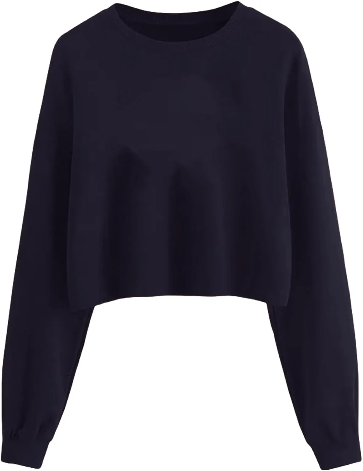 Women's Cropped Sweatshirts Long Sleeves Pullover Fleece Cropped Regular Fit Tops