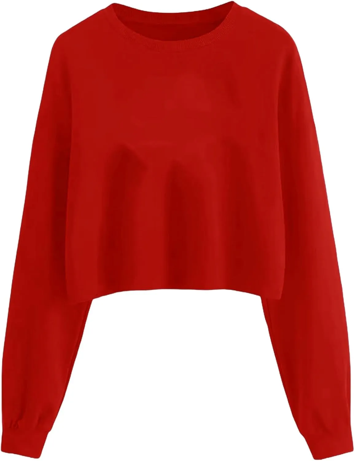 Women's Cropped Sweatshirts Long Sleeves Pullover Fleece Cropped Regular Fit Tops