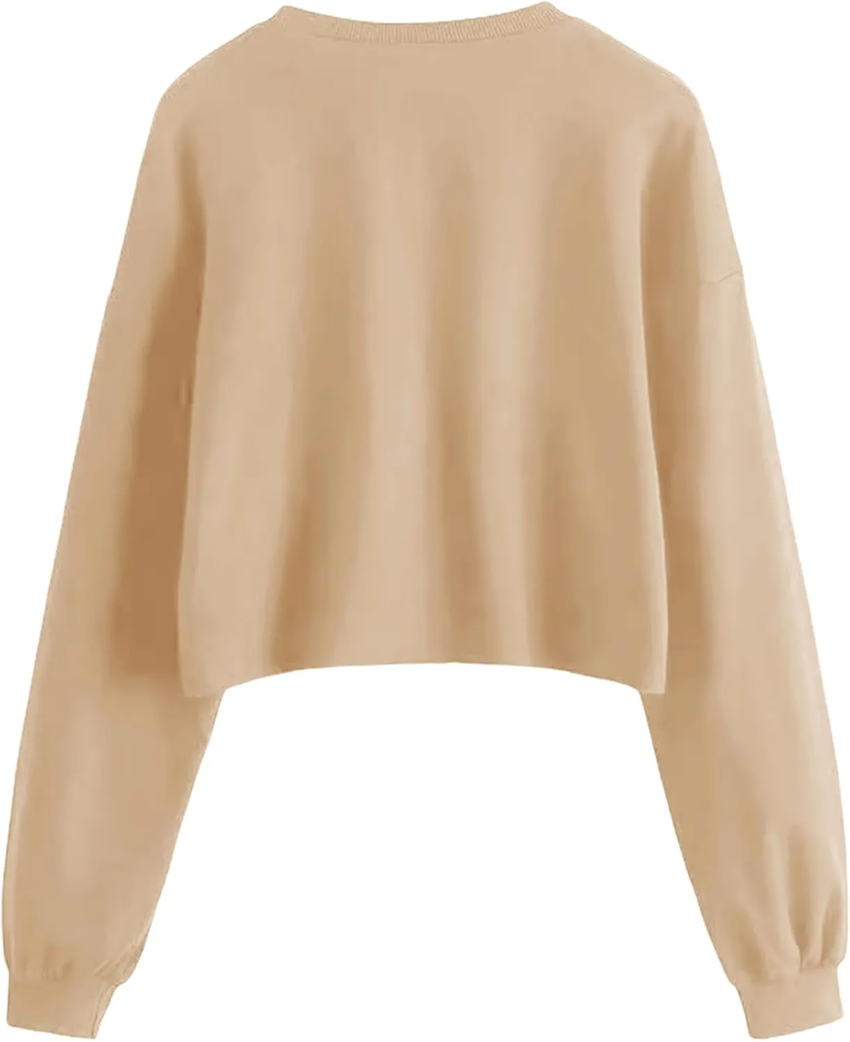 Women's Cropped Sweatshirts Long Sleeves Pullover Fleece Cropped Regular Fit Tops