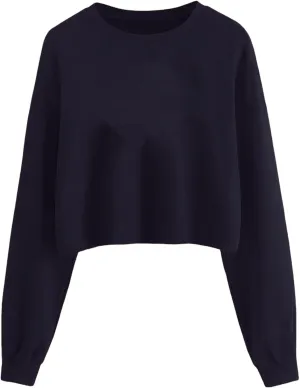 Women's Cropped Sweatshirts Long Sleeves Pullover Fleece Cropped Regular Fit Tops