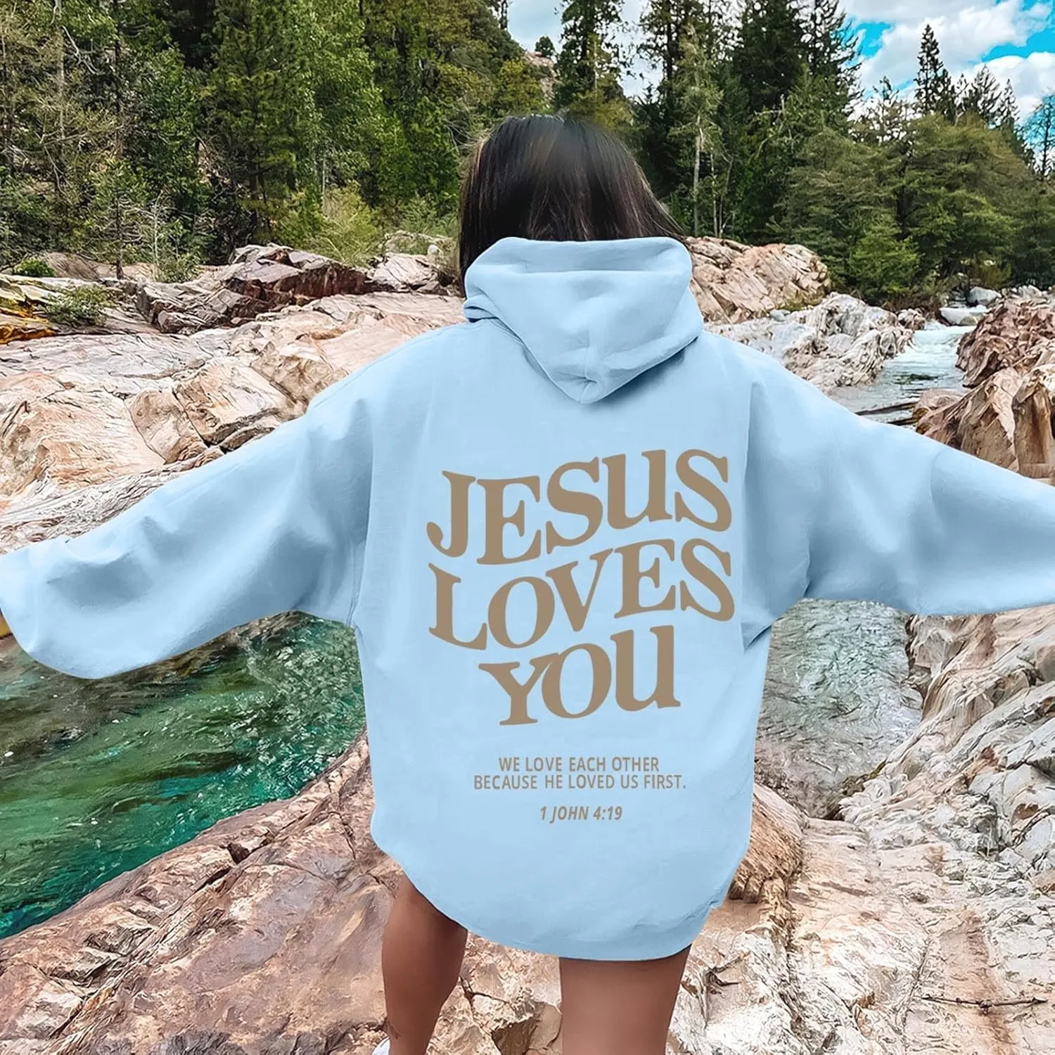 Womens Cute Hoodies Casual Long Sleeve Fashion Letter Print Oversized Sweatshirt Lightweight Loose Fit Pullover Tops