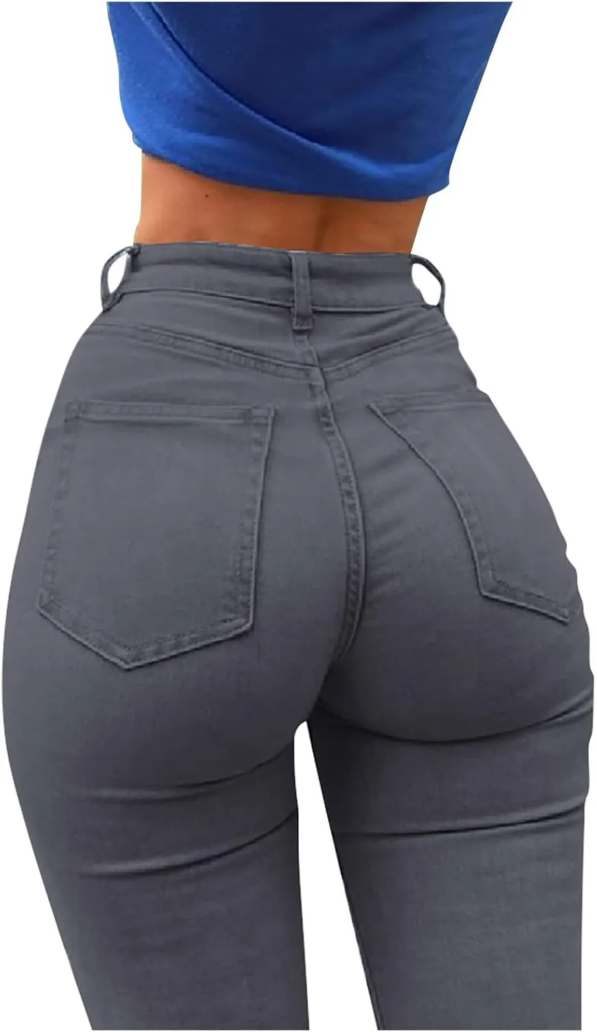 Women's High-Rise Ankle Skinny Jeans Stretch Butt Lifting Skinny Jeans Casual Slim Fit Leg Pull on Jeans Denim Pants