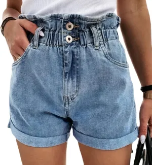 Women's High Waisted Denim Shorts Casual Summer Frayed Raw Hem Distressed Ripped Short Jeans Stretch Hot Short Pant