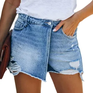 Women's High Waisted Denim Shorts Casual Summer Frayed Raw Hem Distressed Ripped Short Jeans Stretch Hot Short Pant