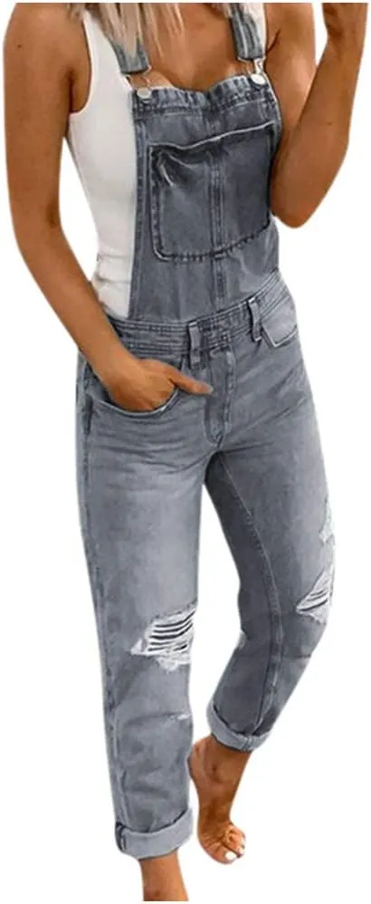 Women's High Waisted Jeans Rompers Overalls Denim Bib Jeans Washed Denim Women's Jeans Jeans for Woman Mom Jeans Low