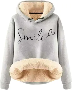 Womens Hoodies Fleece Jacket Winter Sherpa Lined Sweatshirt Soft Warm Thermal Pullover Hooded Sweatshirts