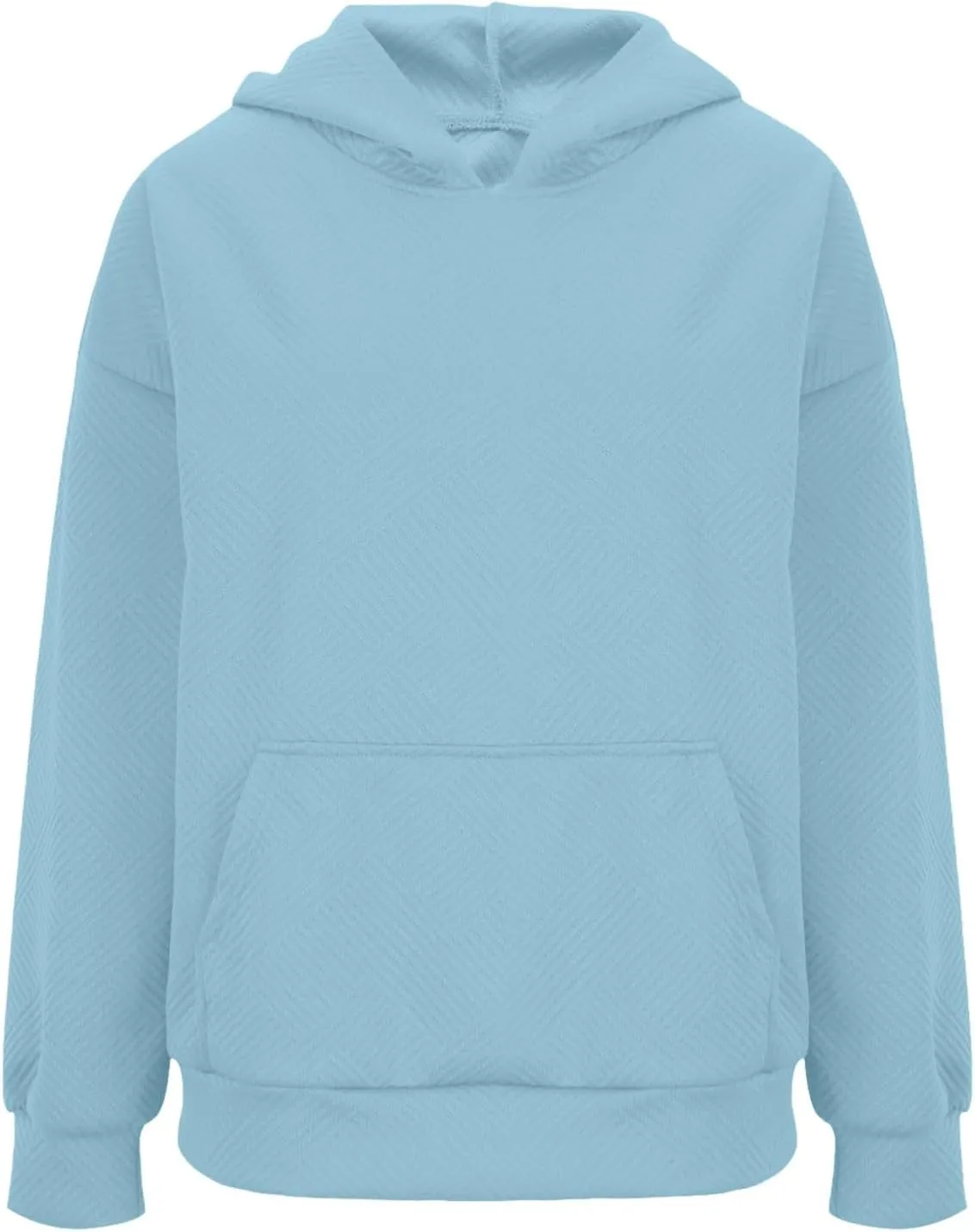 Women's Jacquard Stripe Hoodies with Pockets Workout Sweatshirts Loose Fit Fashion Solid Color Hooded Pullover Tops