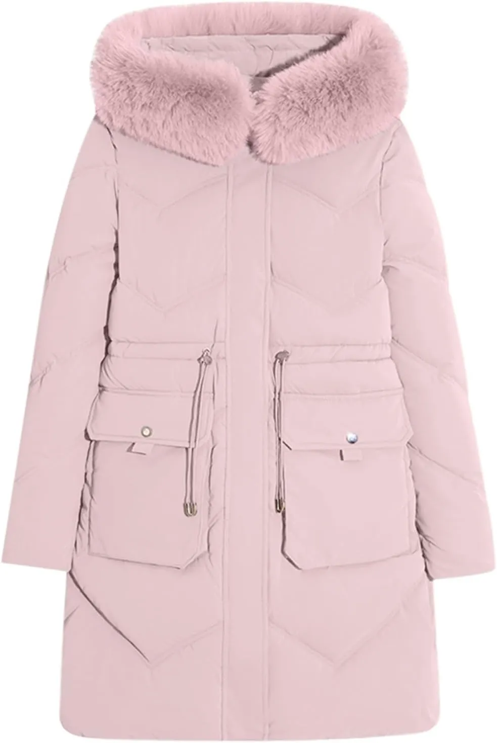 Womens Long Quilted Jackets Plus Size Thicken Winter Coats Hooded Lightweight Puffer Jackets Warm Down Coats Outerwear