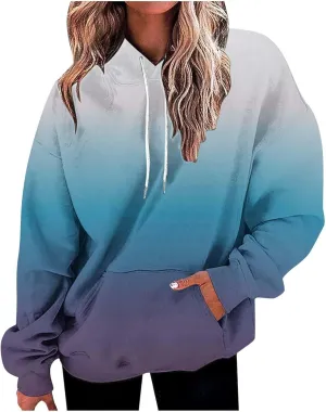 Womens Oversized Sweatshirts Tie Dye Hoodie Sweater Top 2023 Fashion Long Sleeve Pullover with Kangaroo Pockets
