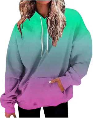 Womens Oversized Sweatshirts Tie Dye Hoodie Sweater Top 2023 Fashion Long Sleeve Pullover with Kangaroo Pockets