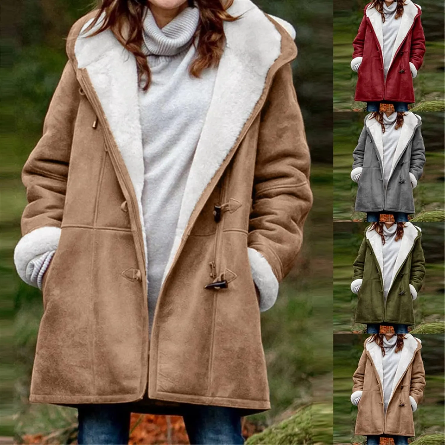 Womens Oversized Winter Coat Faux Suede Jacket Women Plus Size Open Front Cardigan Jacket Fleece Lined Sherpa Jacket