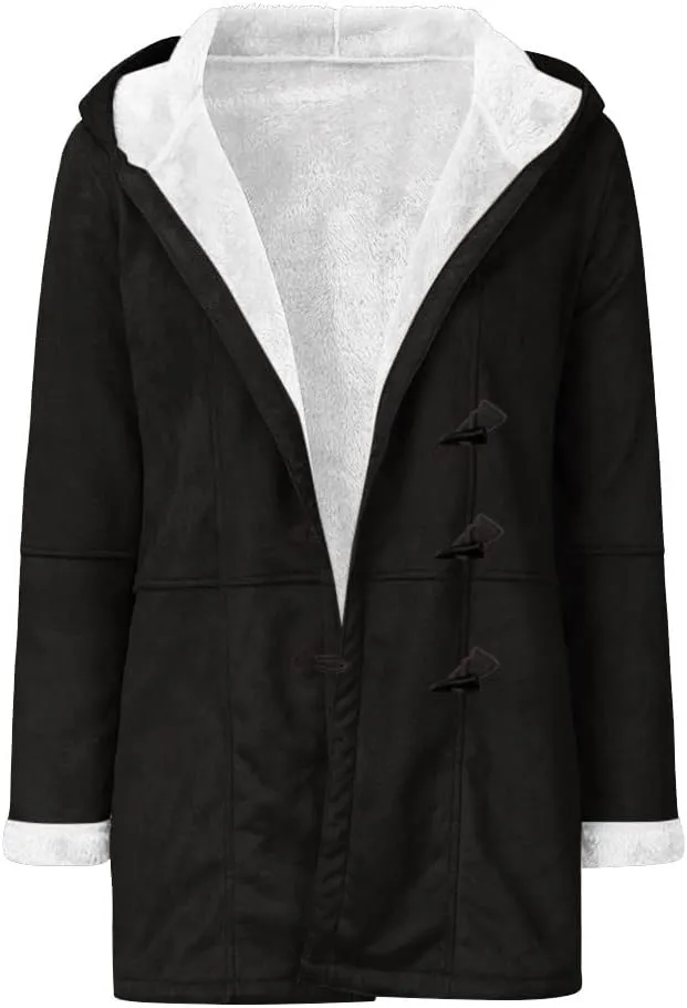 Womens Oversized Winter Coat Faux Suede Jacket Women Plus Size Open Front Cardigan Jacket Fleece Lined Sherpa Jacket