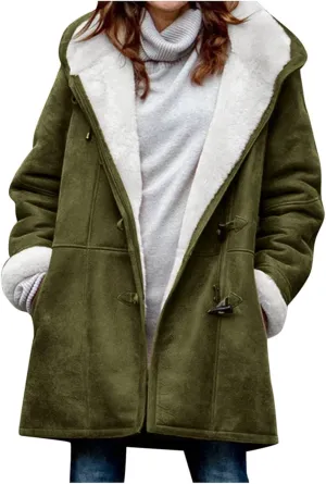 Womens Oversized Winter Coat Faux Suede Jacket Women Plus Size Open Front Cardigan Jacket Fleece Lined Sherpa Jacket