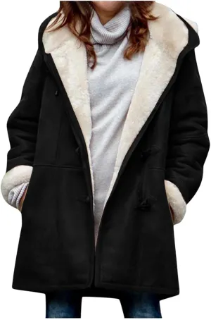 Womens Oversized Winter Coat Faux Suede Jacket Women Plus Size Open Front Cardigan Jacket Fleece Lined Sherpa Jacket
