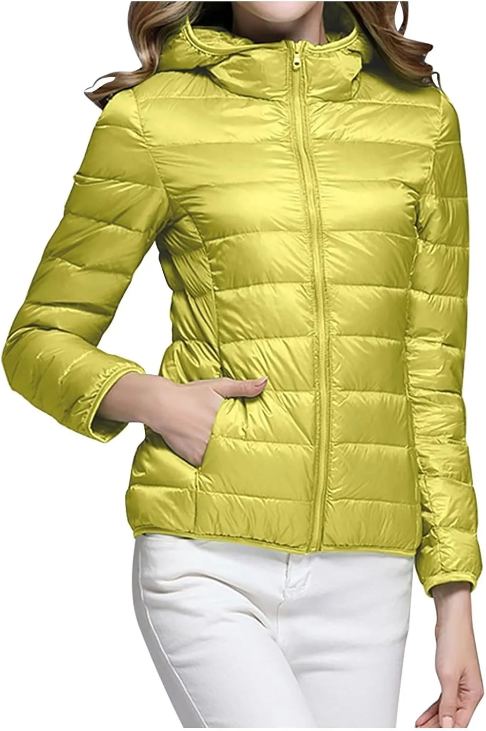 Women's Packable Puffer Jacket, Lightweight down Jackets Winter Warm Quilted Coats Full-Zip Cycling Running Jackets