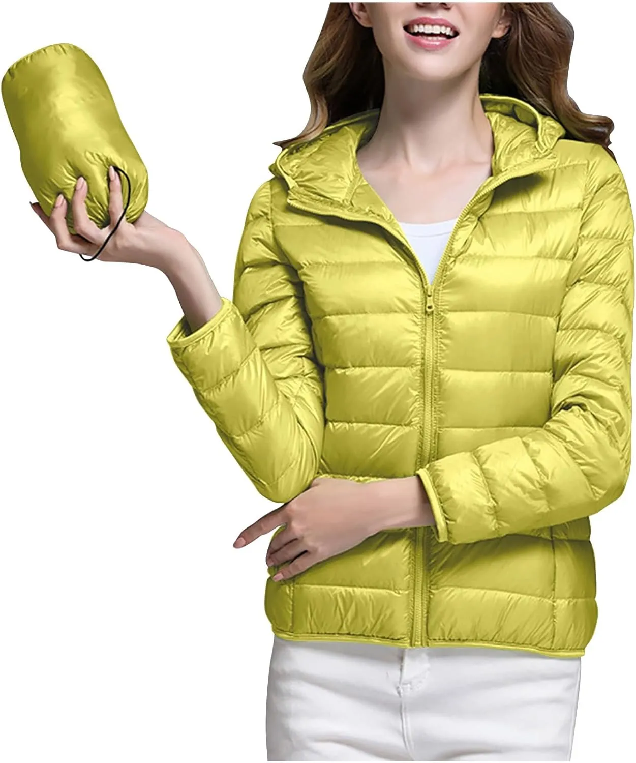 Women's Packable Puffer Jacket, Lightweight down Jackets Winter Warm Quilted Coats Full-Zip Cycling Running Jackets