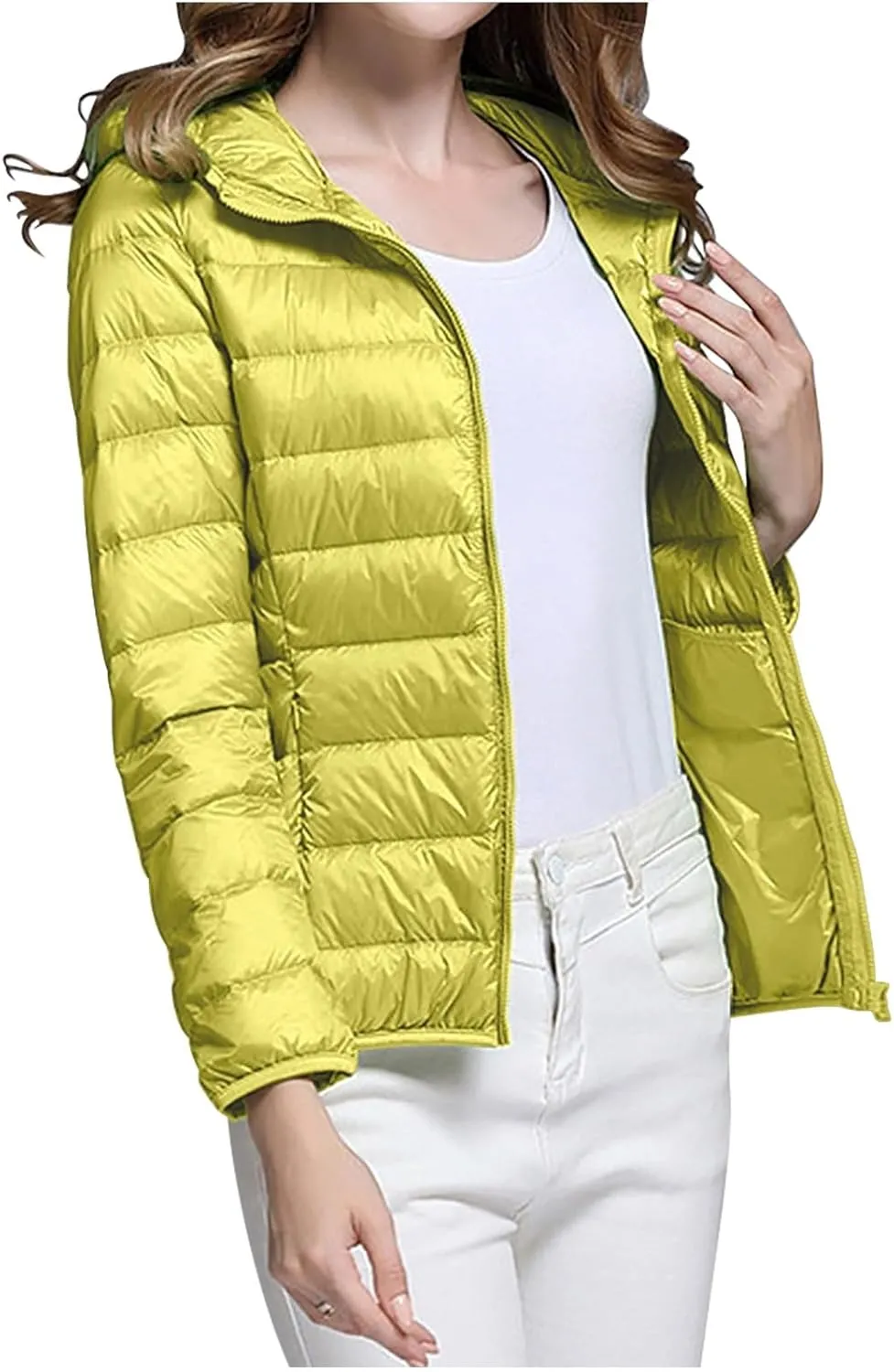 Women's Packable Puffer Jacket, Lightweight down Jackets Winter Warm Quilted Coats Full-Zip Cycling Running Jackets