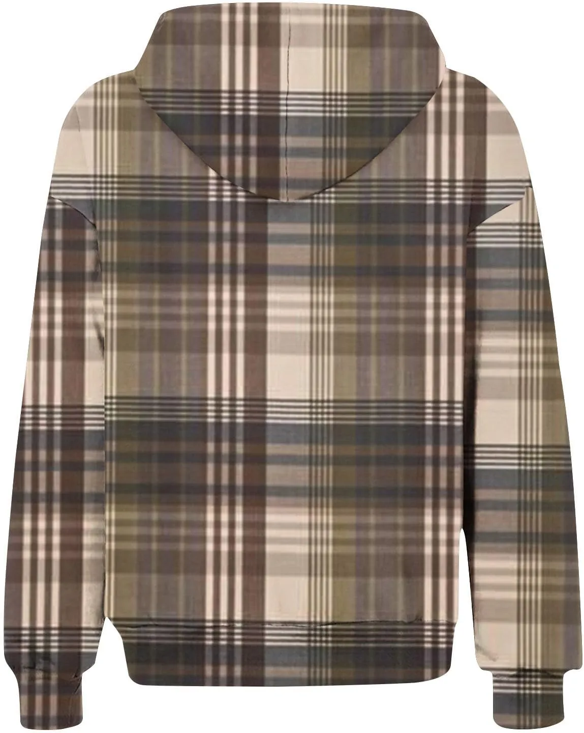 Womens Plaid Jackets 2025 Zipper Hooded Plaid Drawstring Sweatshirt Loose Long Sleeve Oversized Plaid Hoodie Jackets