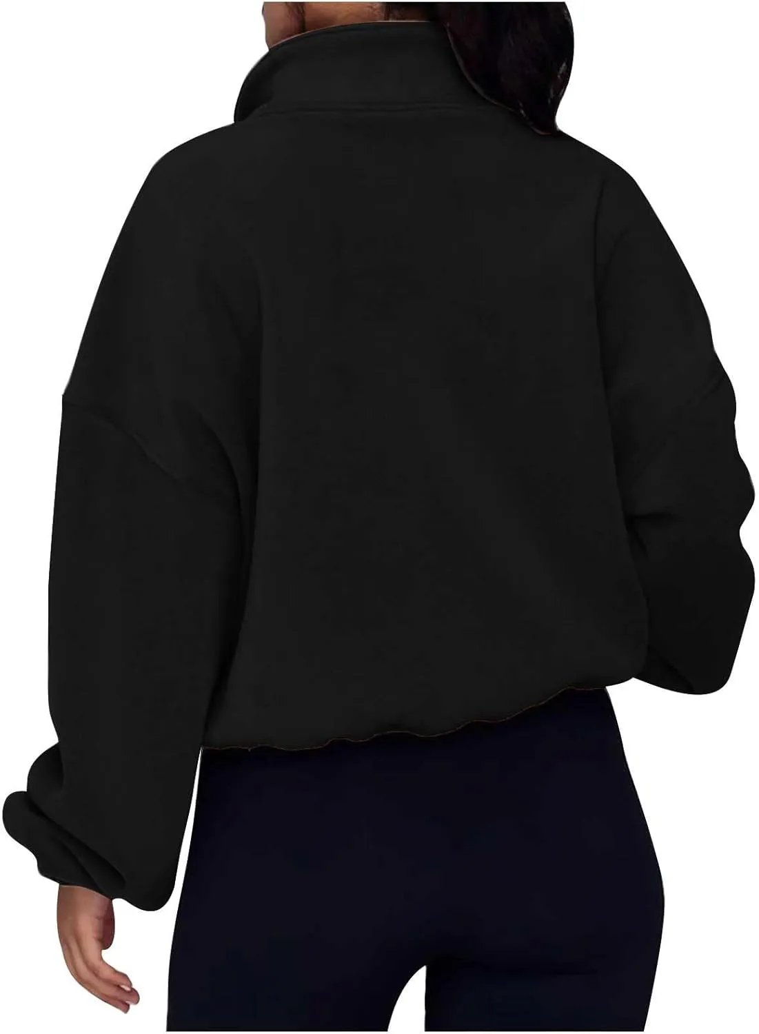 Womens Quarter Zip Hoodies Cropped Sweatshirts Long Sleeve Fleece Half Zip Sweatshirts Fall Outfits Clothes Pullover