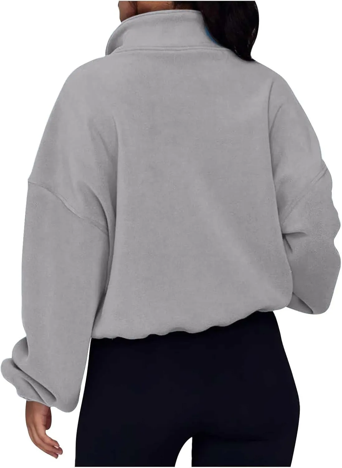 Womens Quarter Zip Hoodies Cropped Sweatshirts Long Sleeve Fleece Half Zip Sweatshirts Fall Outfits Clothes Pullover