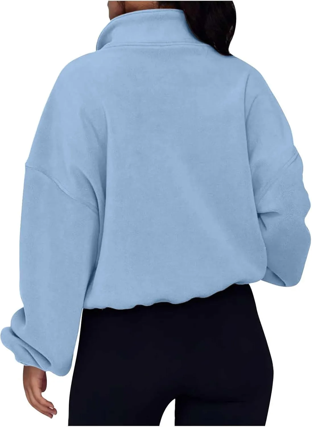 Womens Quarter Zip Hoodies Cropped Sweatshirts Long Sleeve Fleece Half Zip Sweatshirts Fall Outfits Clothes Pullover