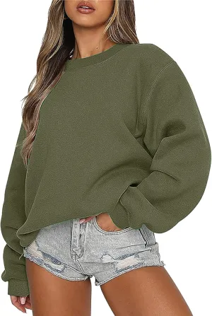 Womens Sweatshirt Oversized Crewneck Long Sleeve Casual Loose Chunky Warm 2024 Fall Pullover Sweaters Trendy Outfits