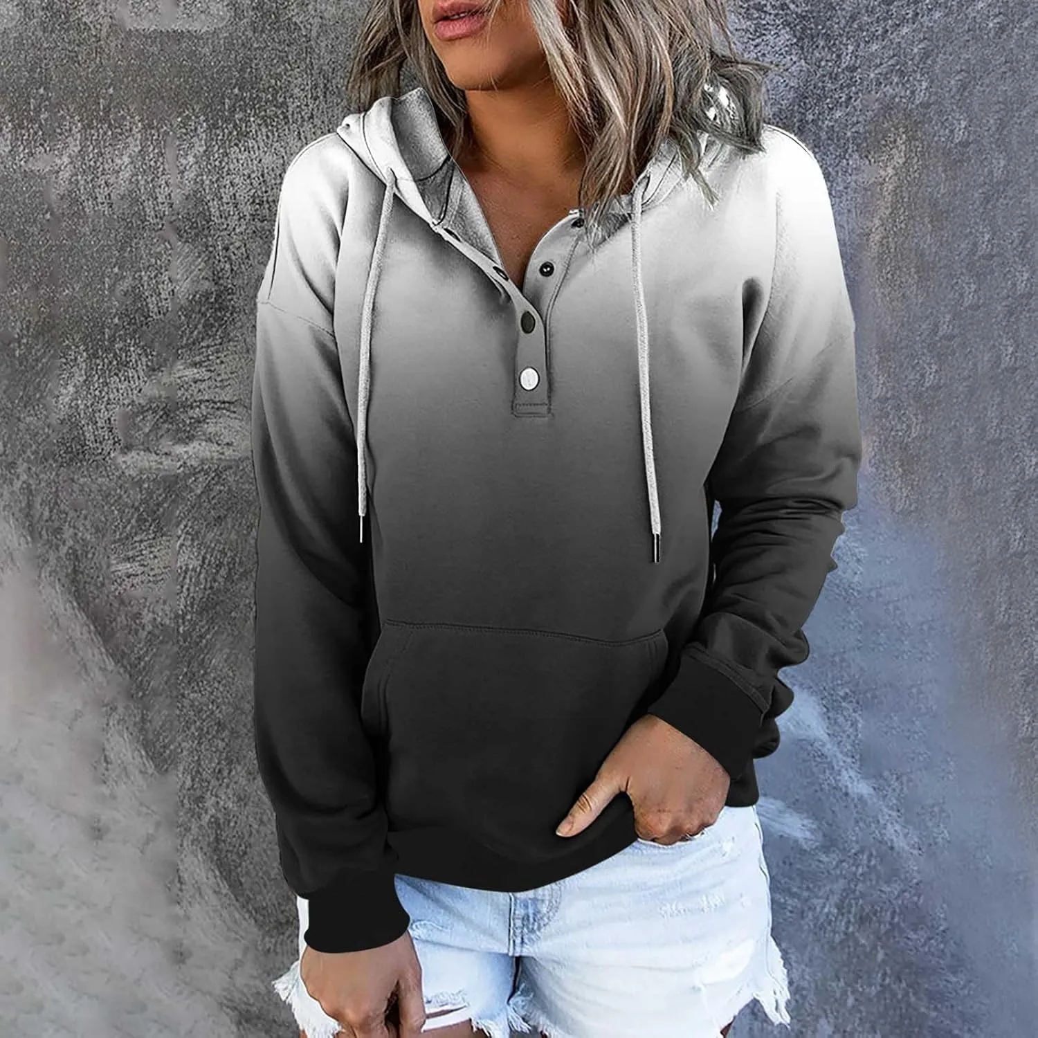 Womens Tie Dye Sweatshirts Drawstring Lightweight 2023 Fall Shirts Trendy Pullover Hoodies with Kangaroo Pockets