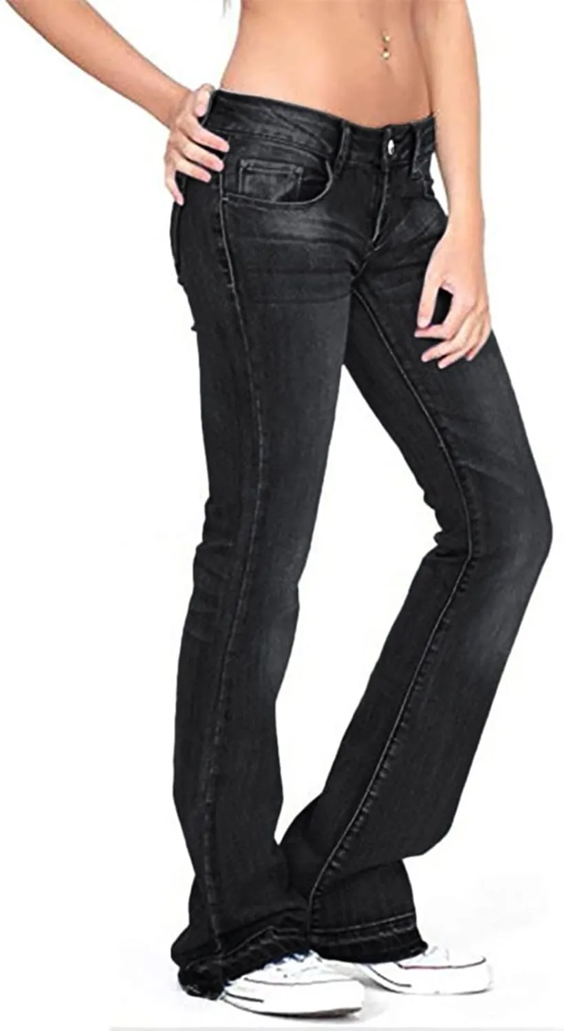 Women's Vintage Flare Jeans High Waist Stretch Denim Bell Bottoms Jeans Retro Bell-Bottomed Pants Plus Size