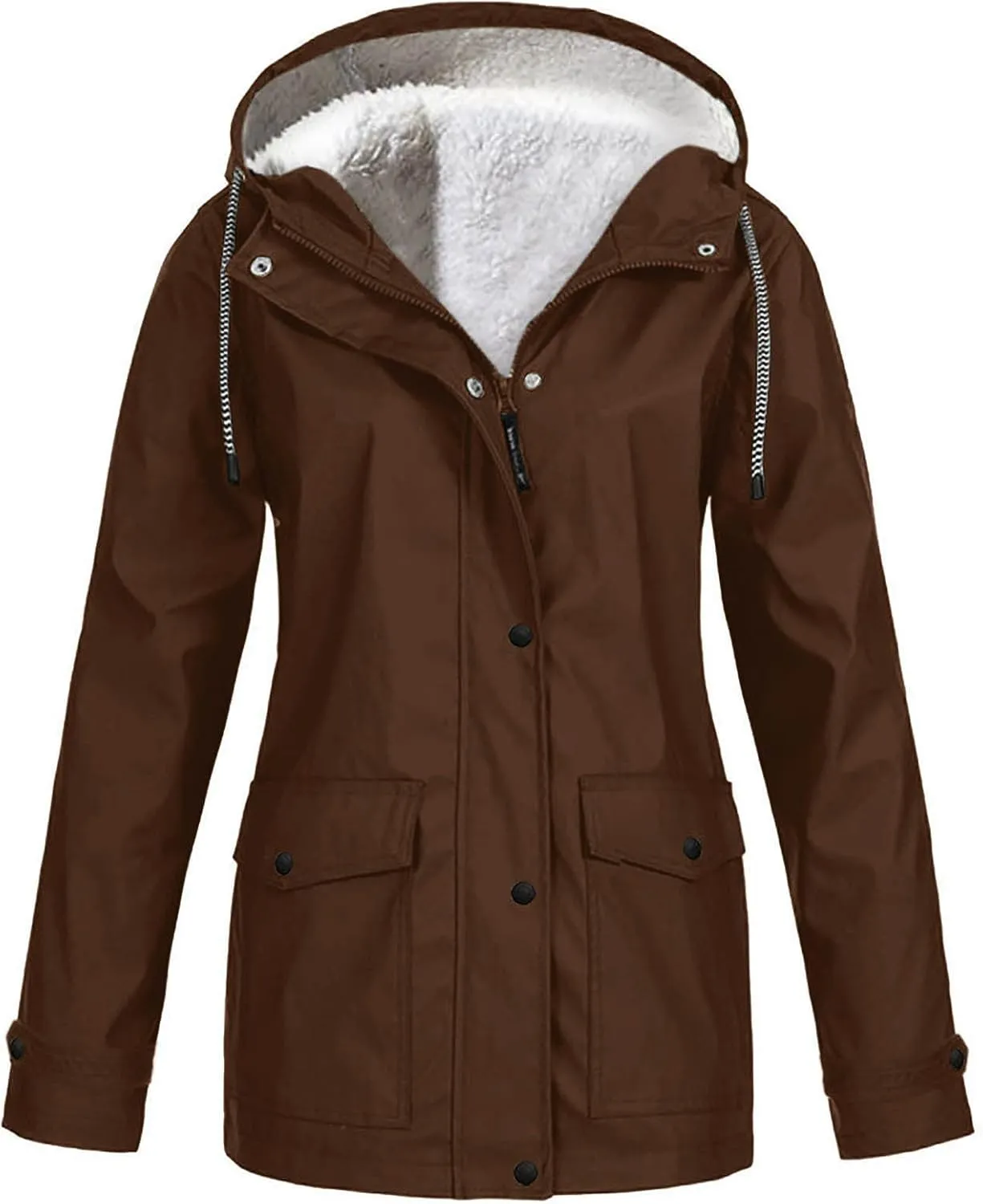 Women's Winter Raincoats Waterproof Jackets Furry Sherpa Lined Jackets Fleece Ski Jackets Warm Hiking Coat Outerwear