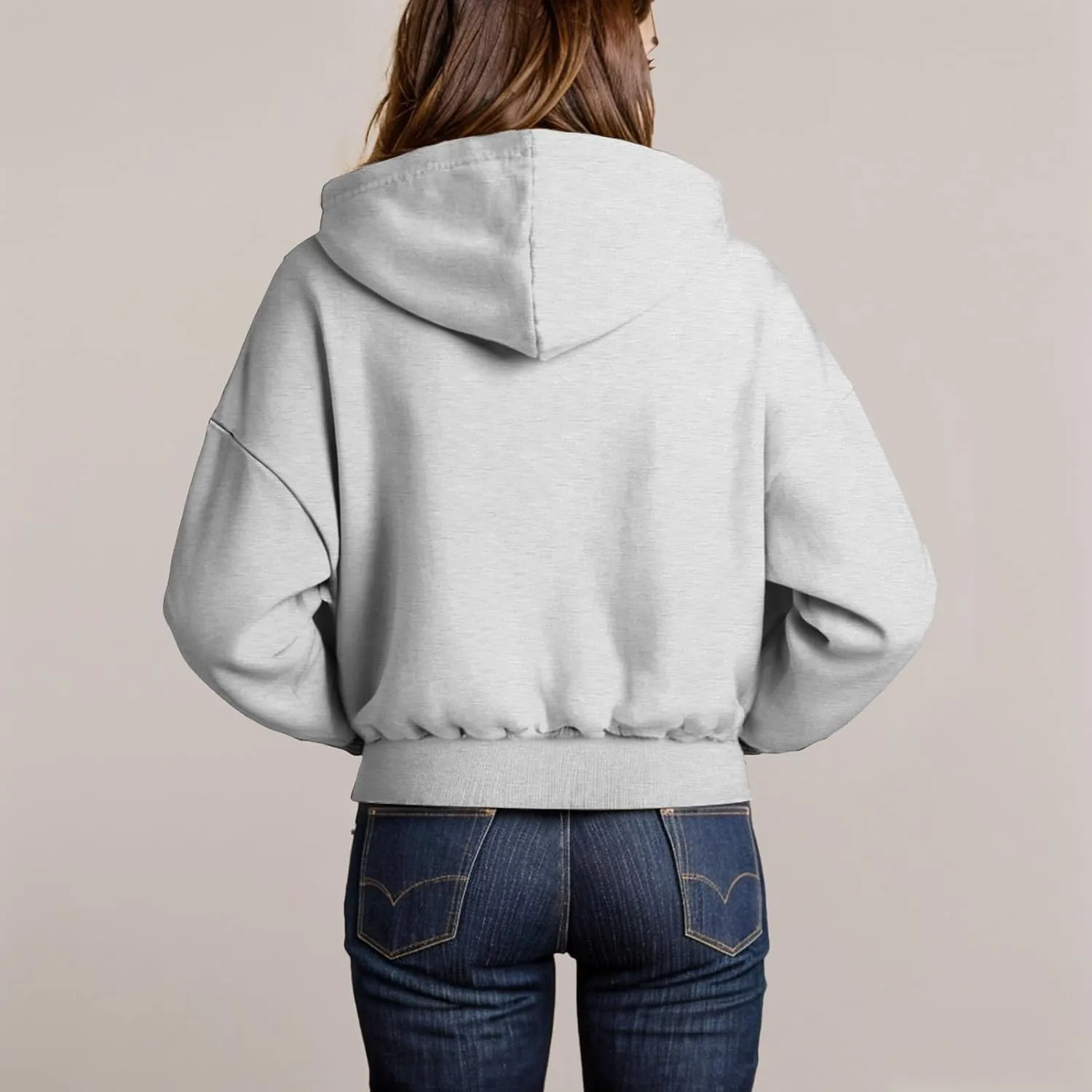 Womens Zip Up Hoodies Oversized Drawstring Jackets Y2k Fall Fashion Outfits Loose Fit Sweatshiers with Pocket