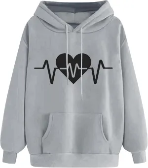 WYTong Oversized Sweatshirts for Women Heart Graphic Print Hoodies Fall Fashion Hoodie Pullover Crewneck Sweatshirts