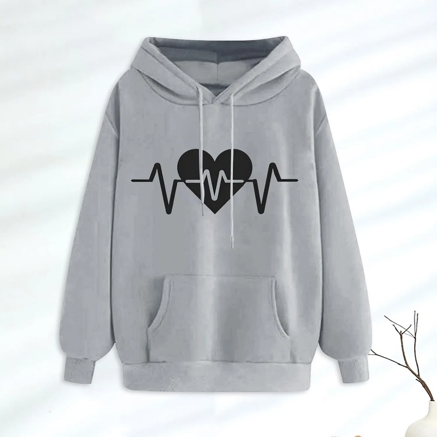 WYTong Oversized Sweatshirts for Women Heart Graphic Print Hoodies Fall Fashion Hoodie Pullover Crewneck Sweatshirts